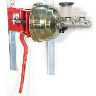 Brakes and Brake Kits - 90° Under Dash Brake Pedal Assembly With 1" Bore Aluminum M/C and 8" Dual Booster - Image 1