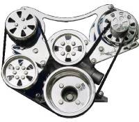 VIPS Engine Pulley Systems - Small Block Ford - Engine Components - SB Ford Serpentine TurboTrac Drive with P/S-Polished